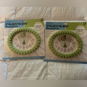 2 Inkadinkado STAMPING GEAR Oval Stamping Wheels Paper Scrapbook Card Craft Art